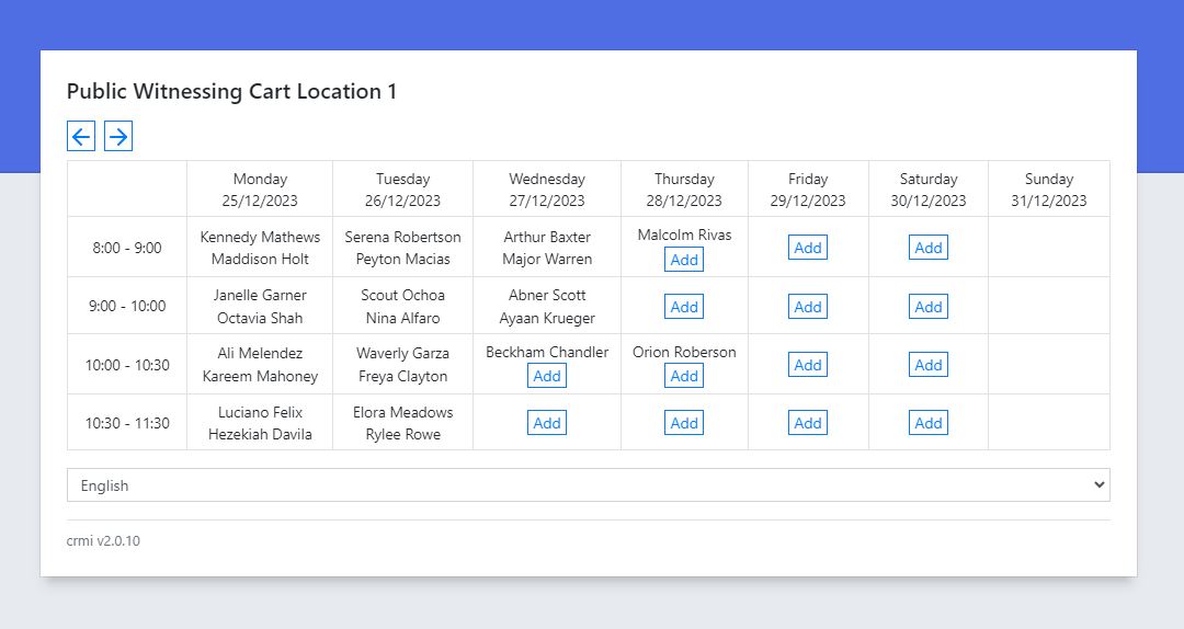 public witnessing cart scheduler